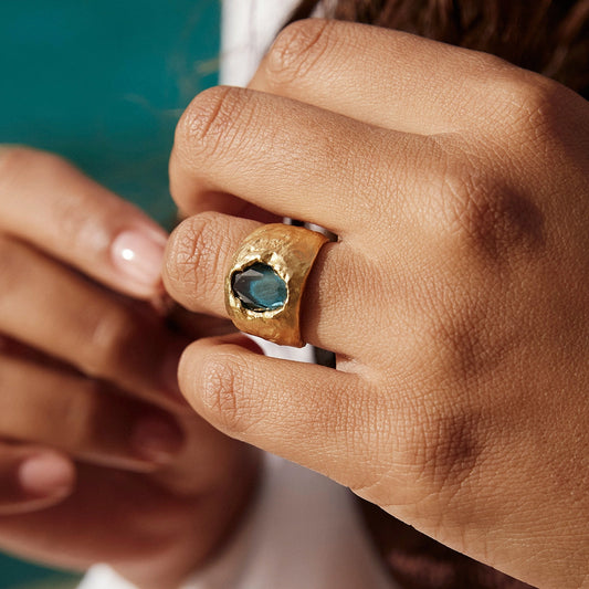 Carmen Blue Ring | Jewelry Gold Gift Waterproof