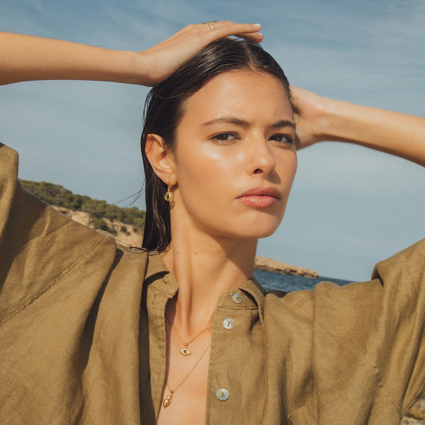 Lysia Dark Green Earrings | Jewelry Gold Gift Waterproof