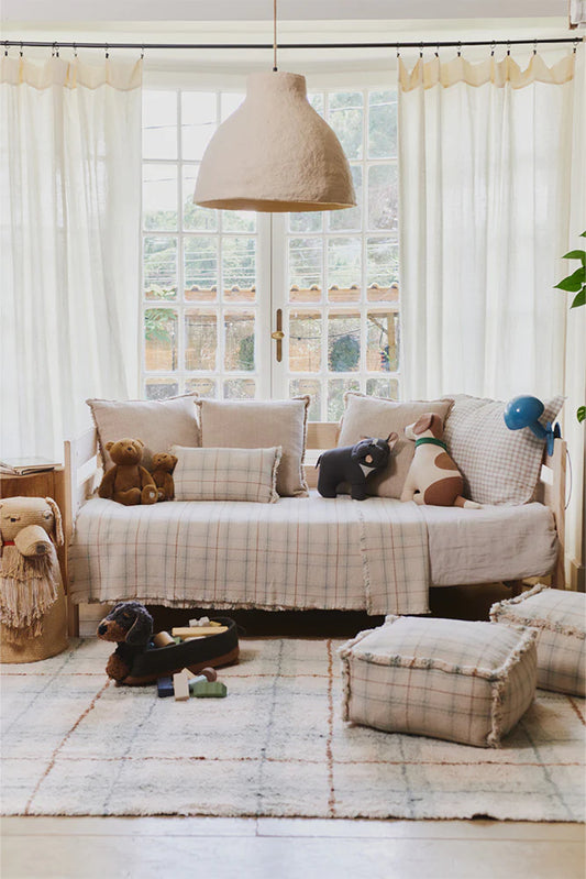 Lorena Canals HANDLOOM KID BED THROW TARTAN BLUE SAGE