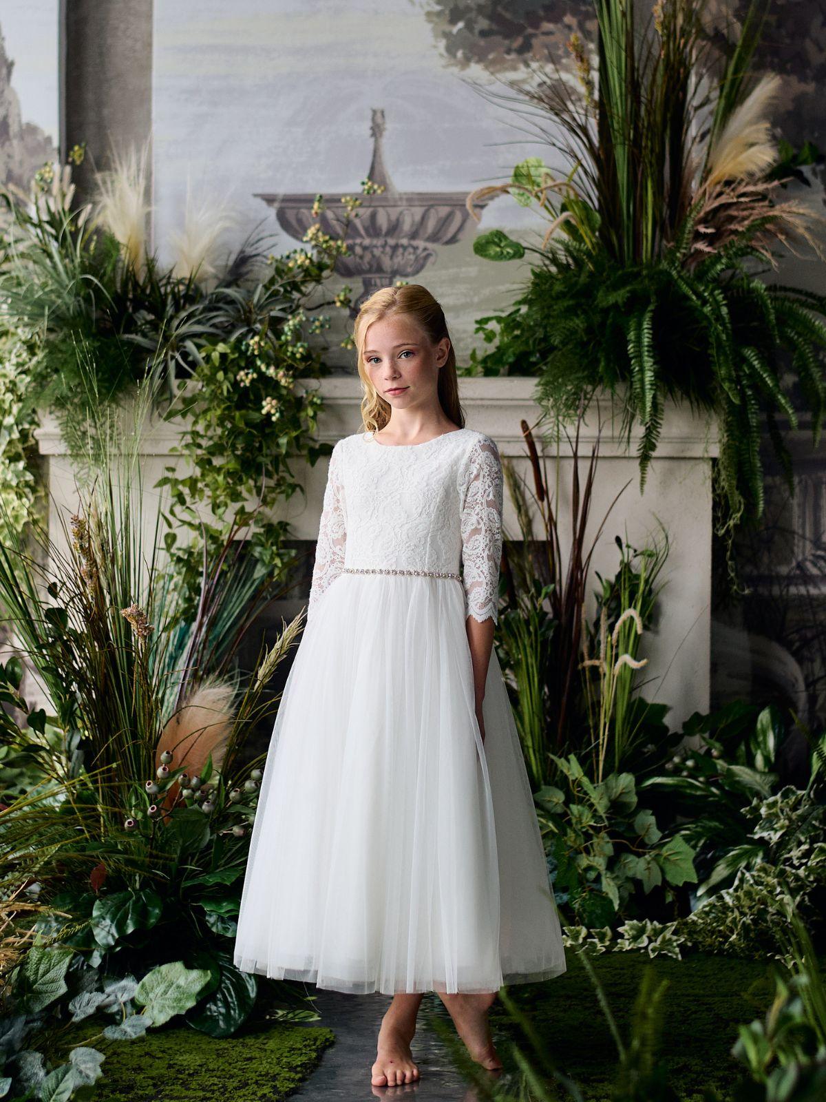 Teter Warm Half-Sleeve Embroidered Dress in Off White - Alyssa (Size 6, 7, 8, 10, 12)