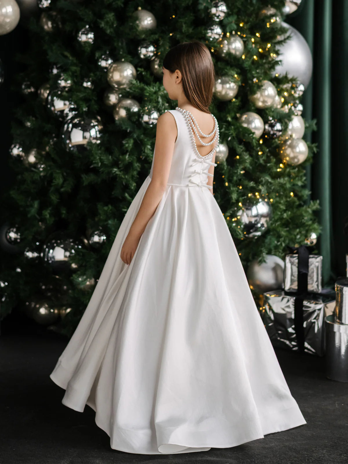 Teter Warm Girl's Satin Bow Shoulder Communion Dress: Addison Dress