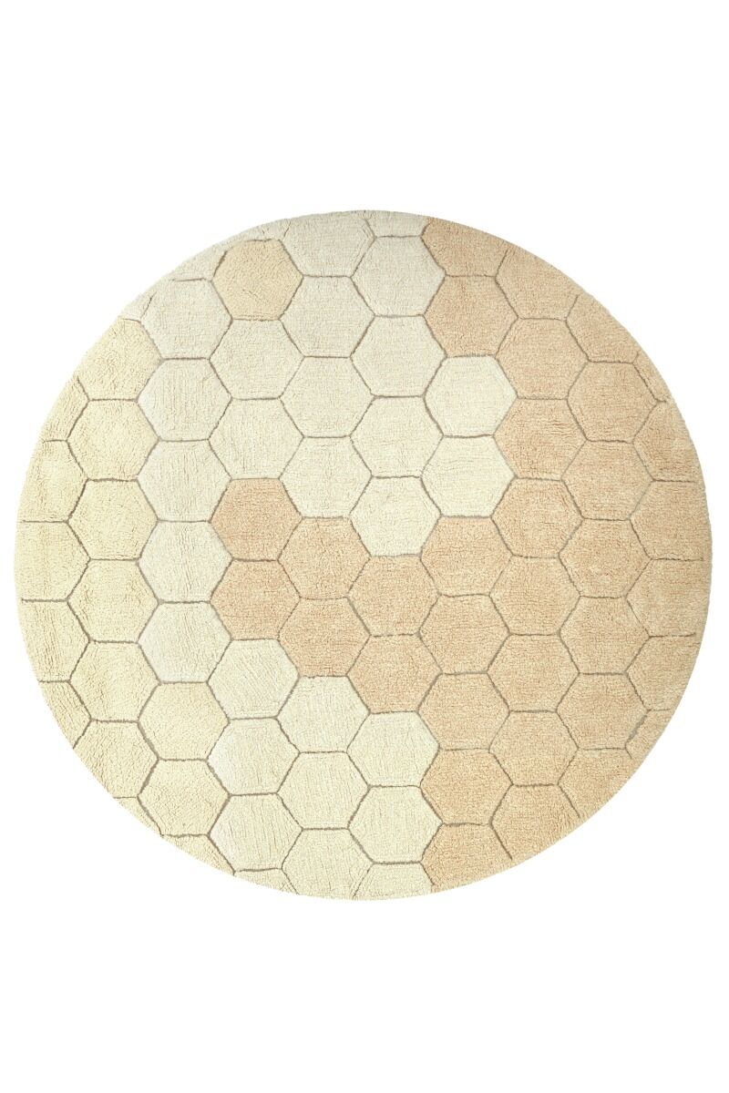 Lorena Canals Washable rug Round Honeycomb Golden