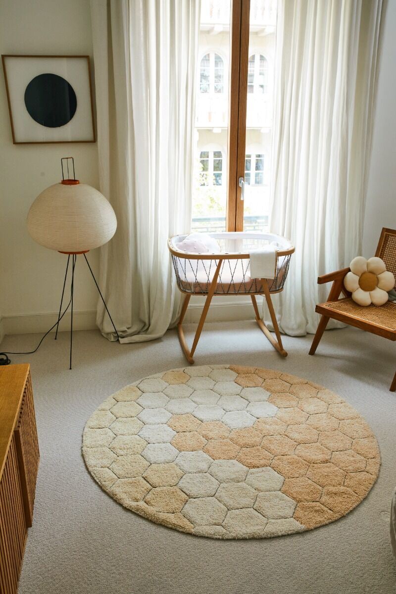 Lorena Canals Washable rug Round Honeycomb Golden