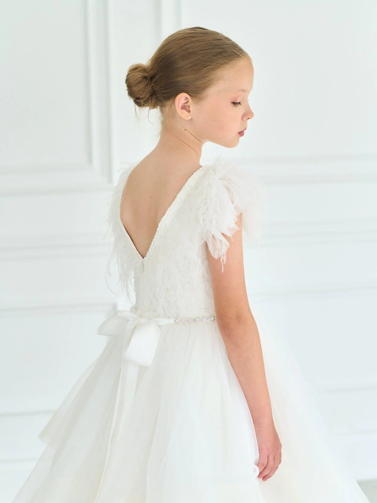 Teter Warm Girl's Communion Off White Lace Tulle Dress: Audrey Dress