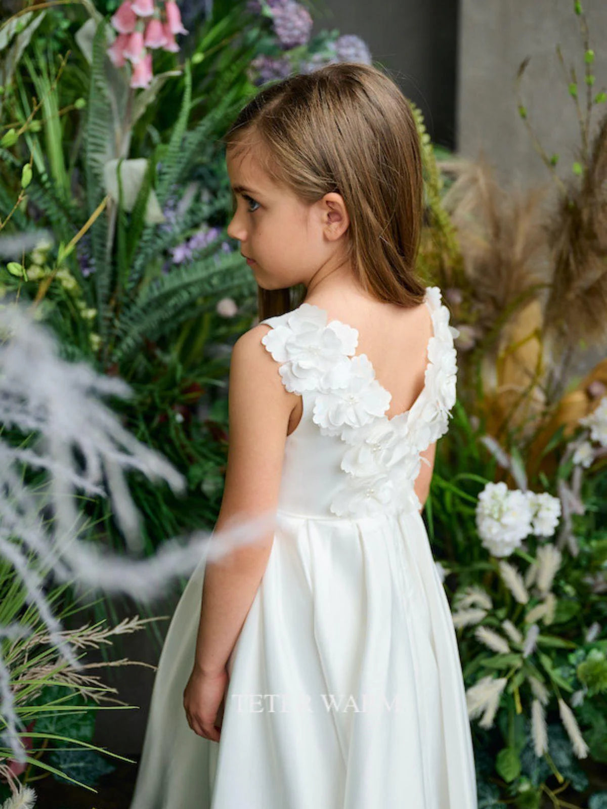 Teter Warm Girl's Off White Satin Flower Girl Dress - Janie (Size 2, 3, 4, 5)