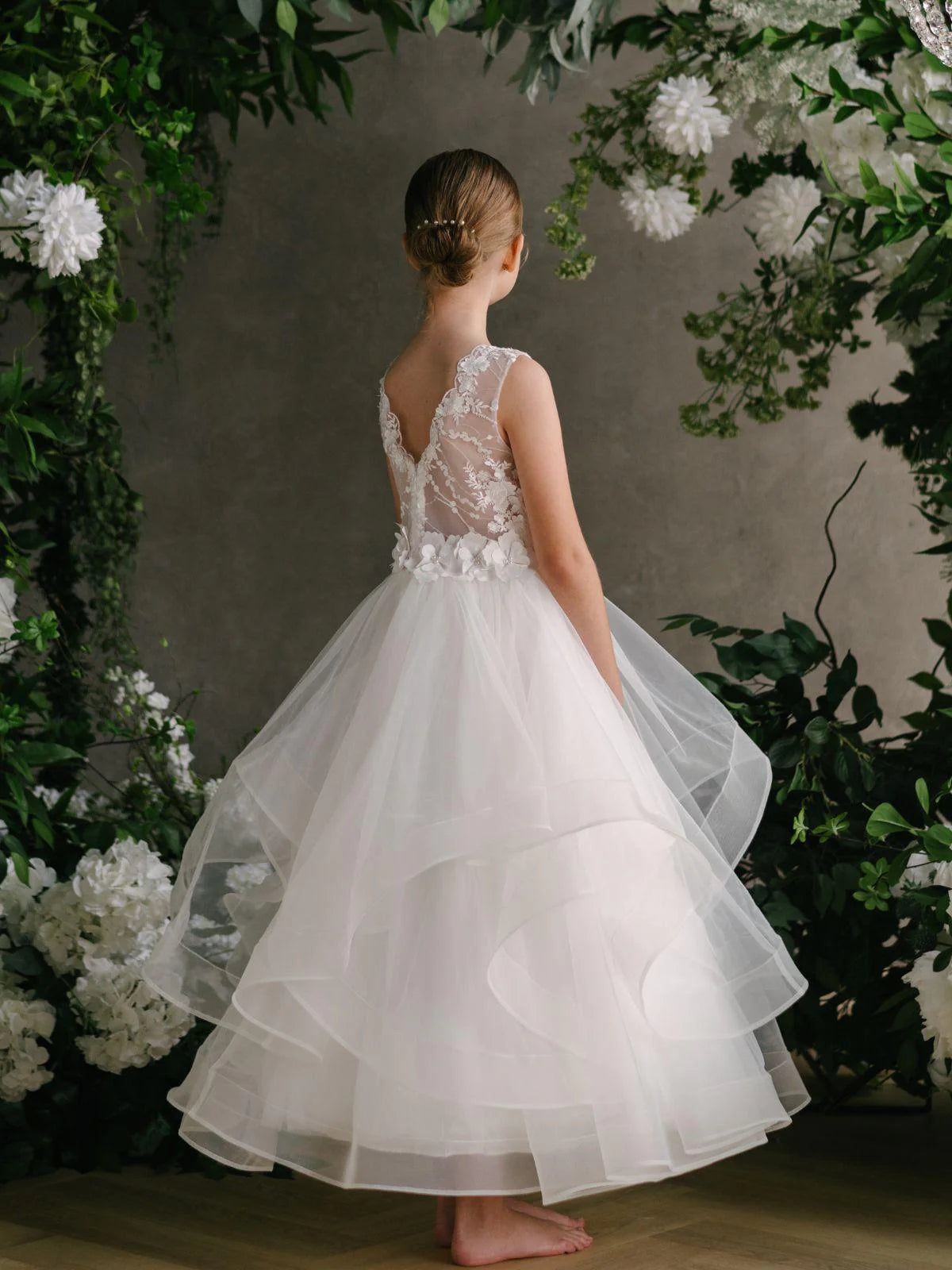 Teter Warm Girl's Communion Dress Off White Lace Tulle - Kaylee (Size 5, 6, 7, 8)