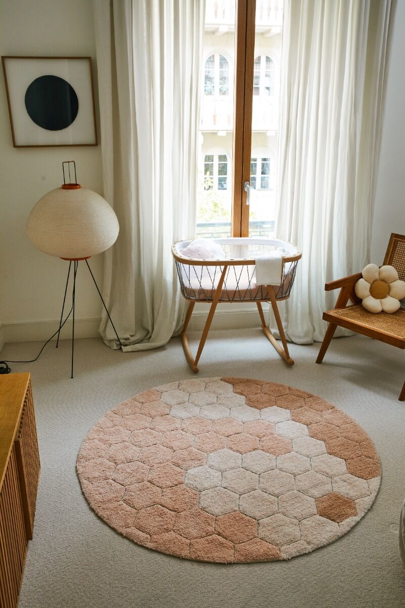 Lorena Canals Washable rug Round Honeycomb Rose