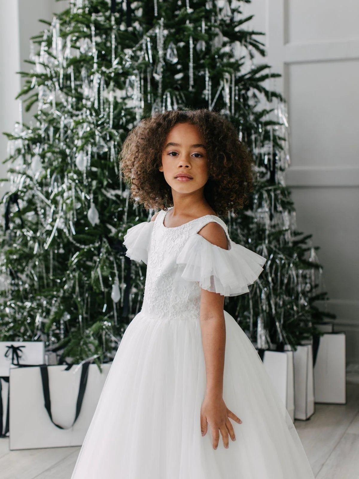 Teter Warm Girl's Communion Dress Off White Lace Tulle - Stella (All sizes available)