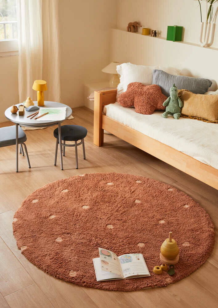 Lorena Canals Washable Rug Round Dot Chestnut