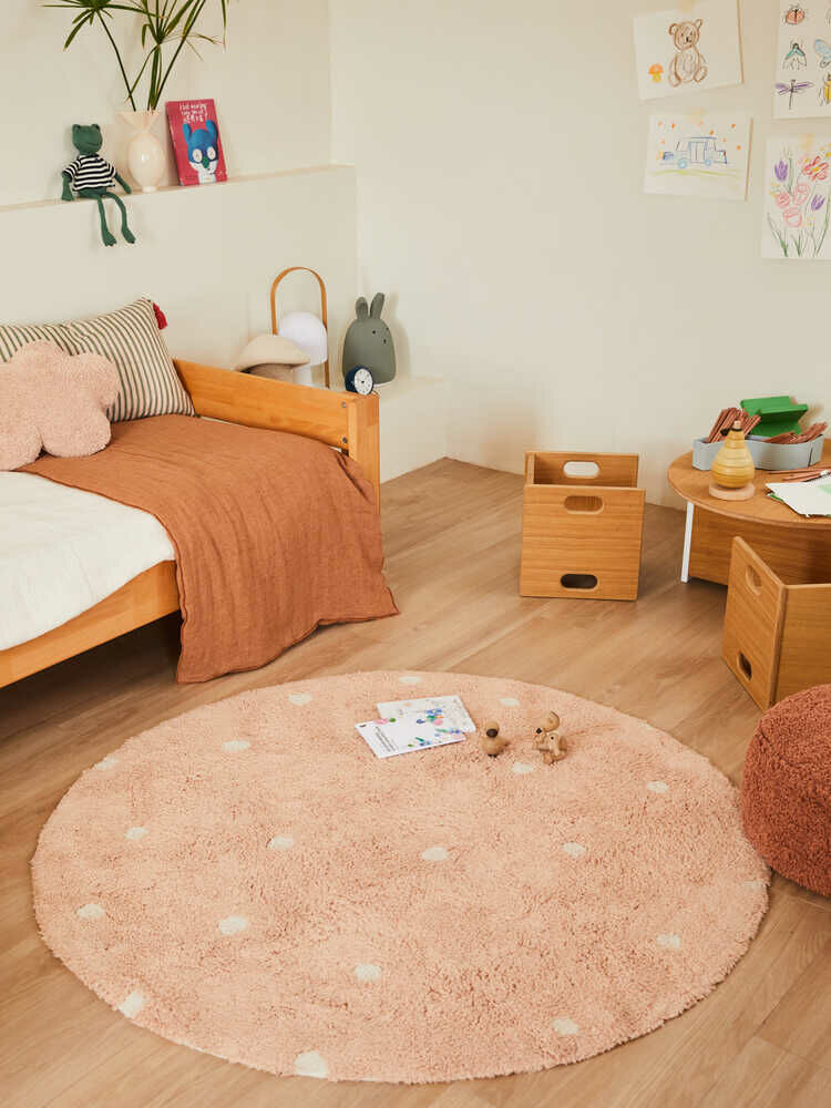 Lorena Canals Washable Rug Round Dot Rose