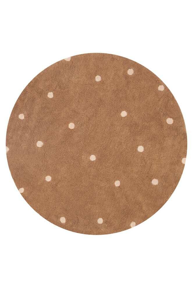 Lorena Canals Washable Rug Round Dot Chestnut