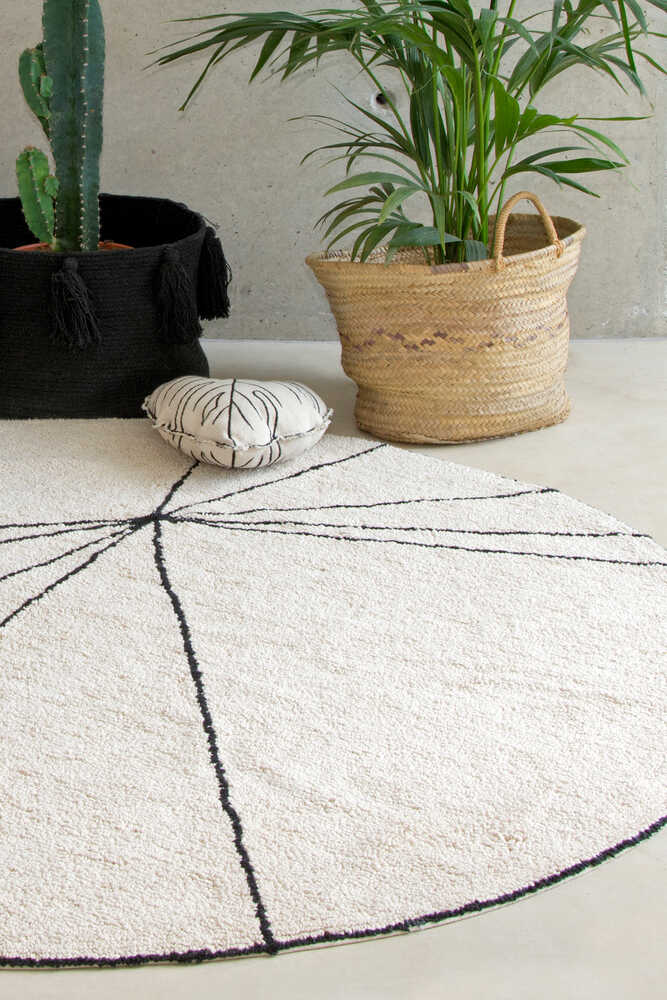 Lorena Canals WASHABLE Round AREA RUG TRACE BEIGE Ø 5' 3''
