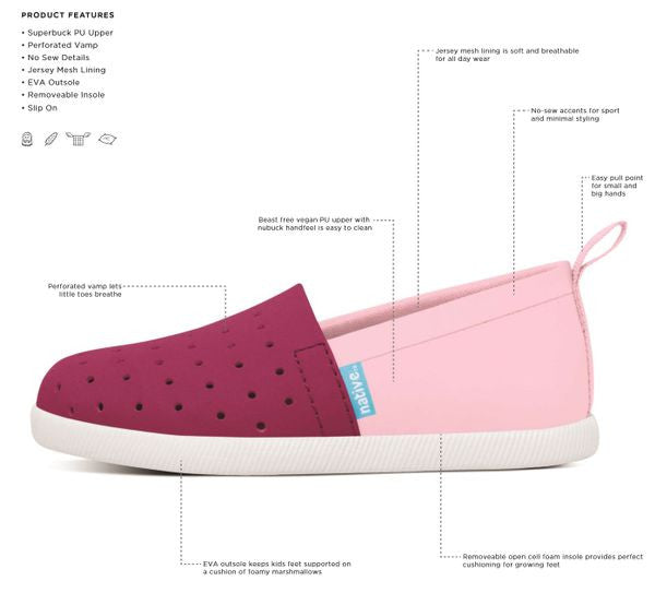 Native Girl's Shoes Two Tone Venice Raspberry/Pink (C4)