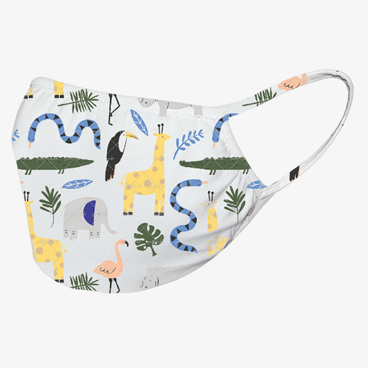 Children's Washable Face Mask with Antimicrobial Protection - Jungle Animals