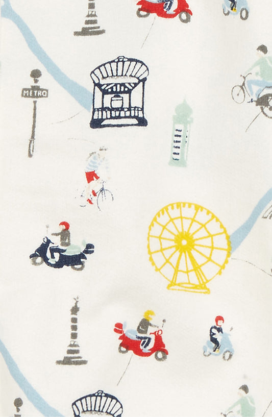 Petit Bateau BABY BOY LS PRINTED ROMPER WITH BOOTIES