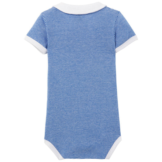 Petit Bateau Short Sleeve Striped Bodysuit with Collar (3m)