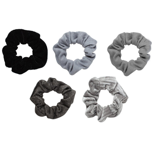 Velvet Scrunchies - Black and Gray