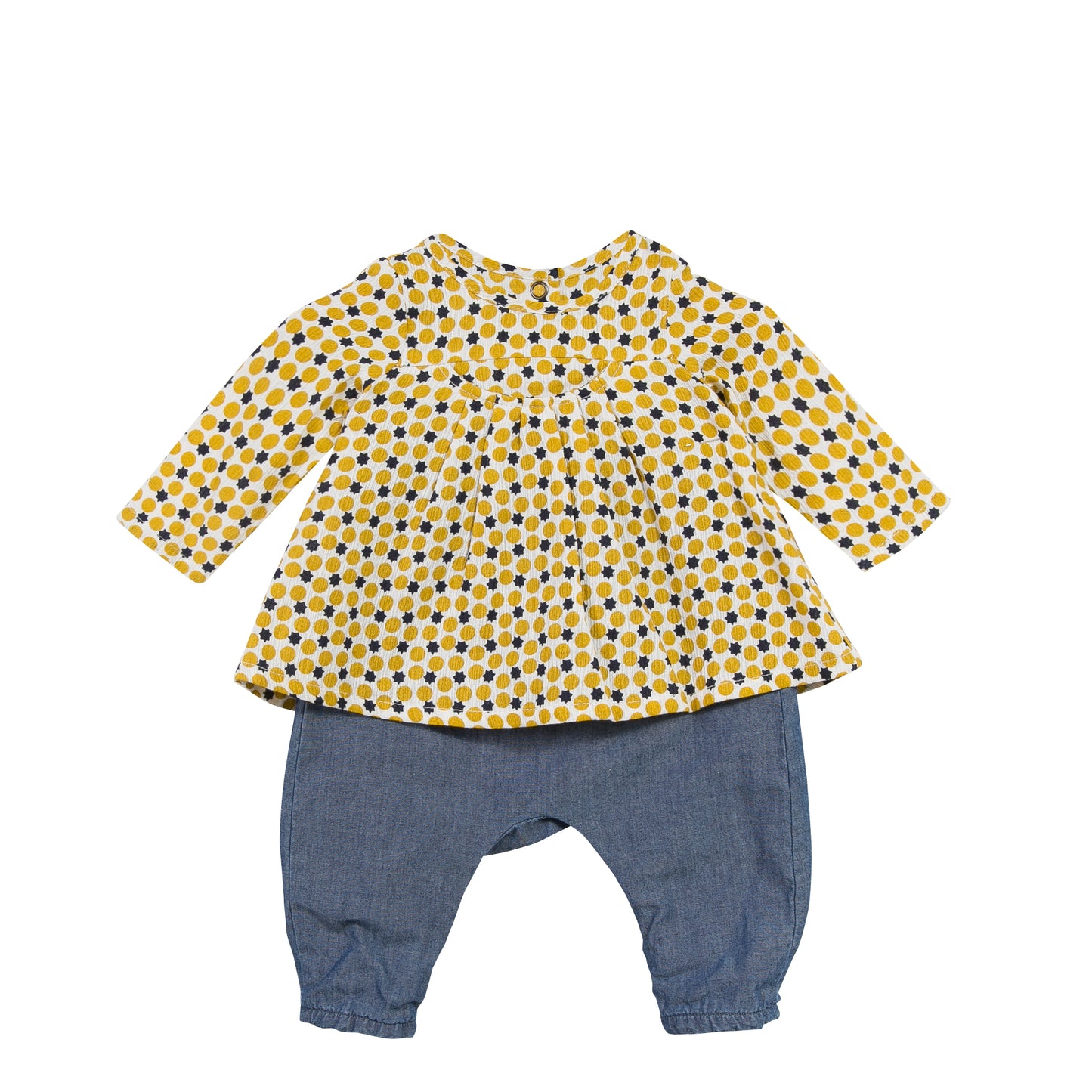 Catimini Blouse and Chambray Pants Set (3m, 6m)