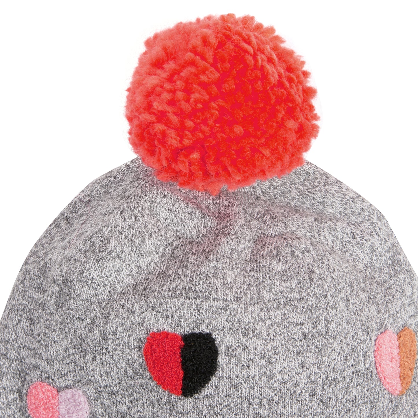 Catimini Hearts Knit Pompom Beanie Hat (Size 2/3, 4/6)