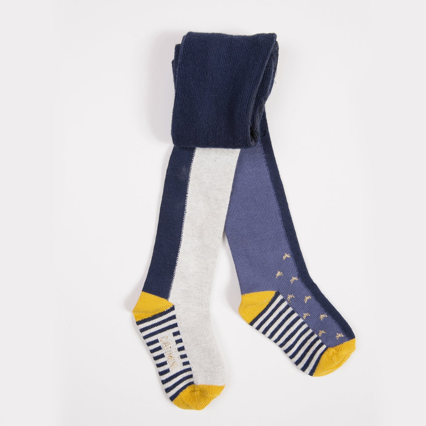 Catimini: Multi-Colored Blue Striped Tights (Size 19/22, 25/26)