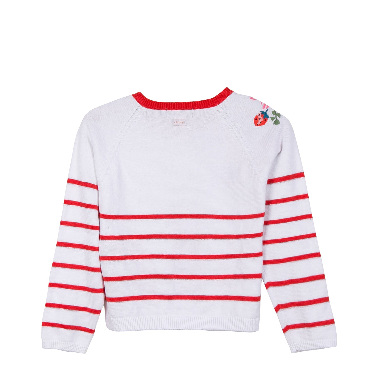 Catimini Red/White Stripe Cardigan With Floral Details (Size 5)