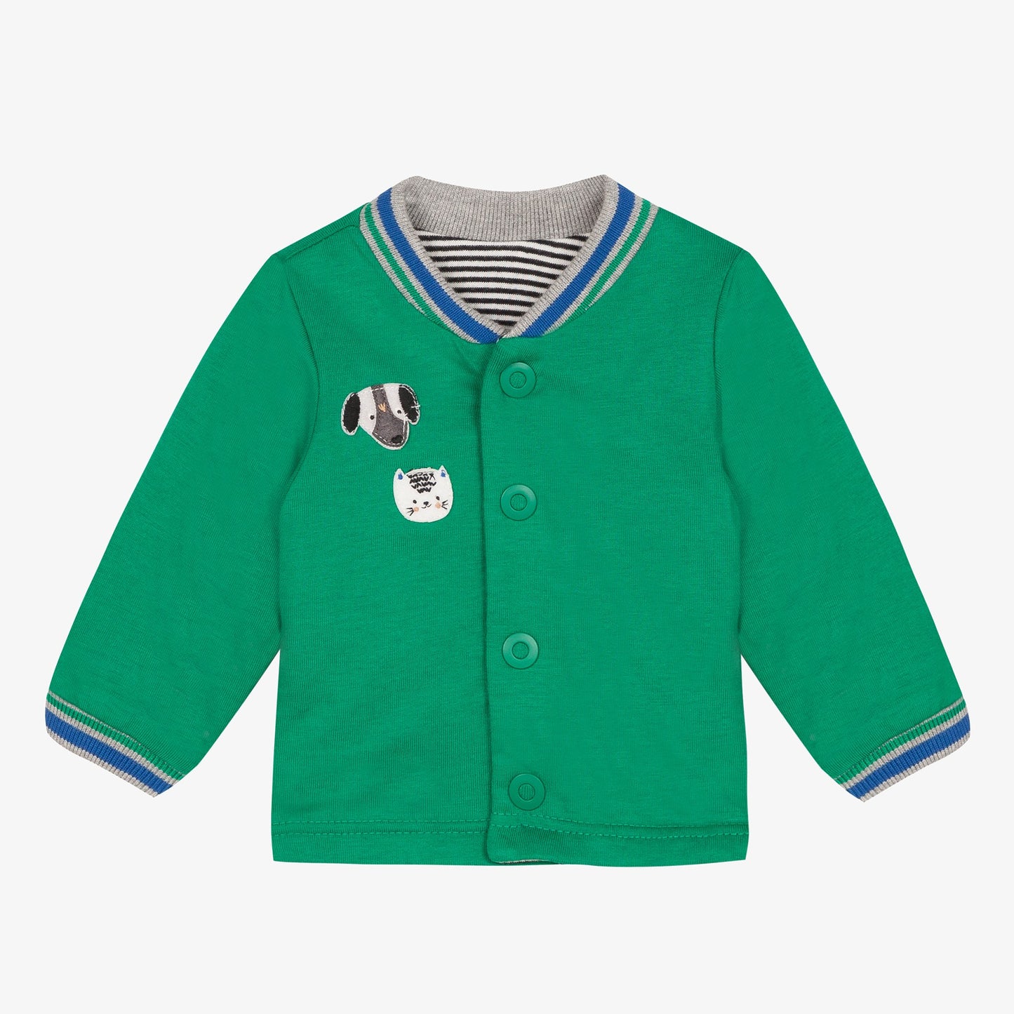 Catimini Baby Boy Green Striped Reversible Jacket (Size 6m, 9m, 12m)