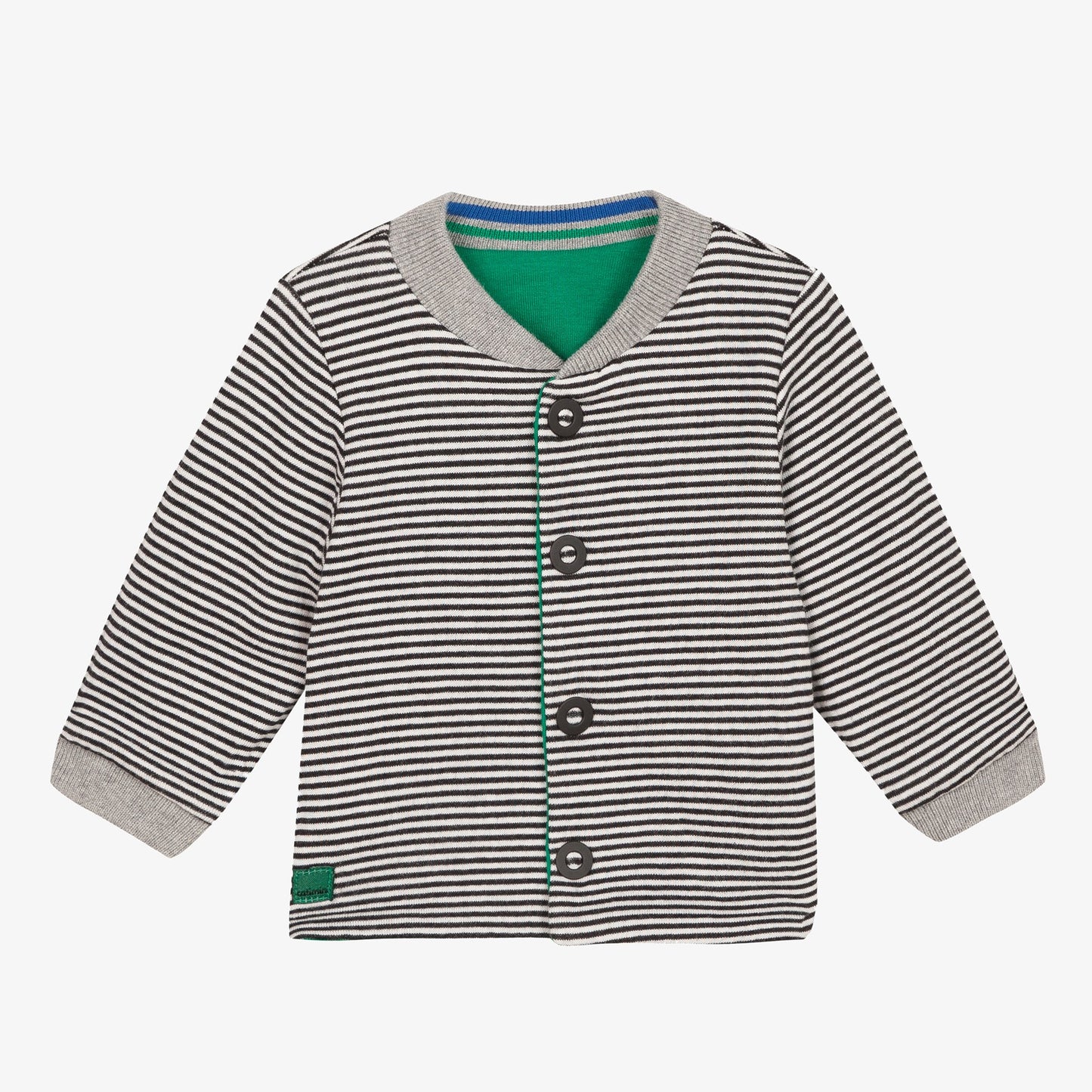 Catimini Baby Boy Green Striped Reversible Jacket (Size 6m, 9m, 12m)