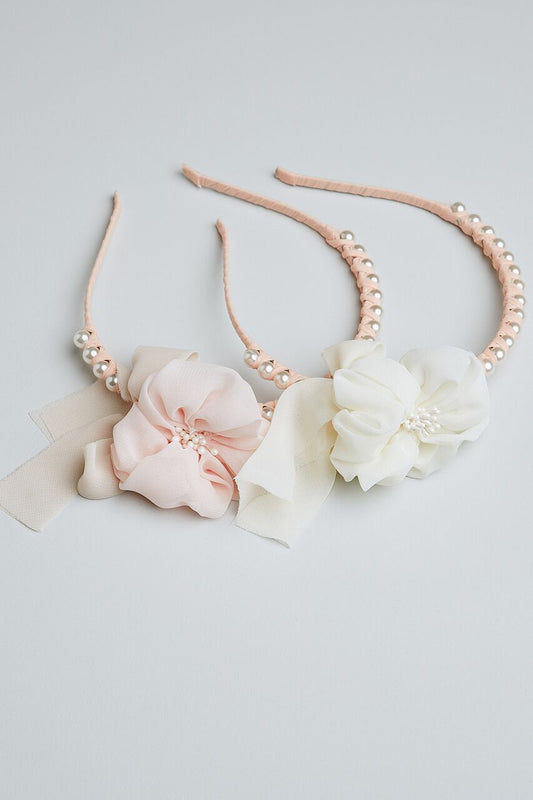 Miss Rose Sister Violet - Pearl and Flower Headband