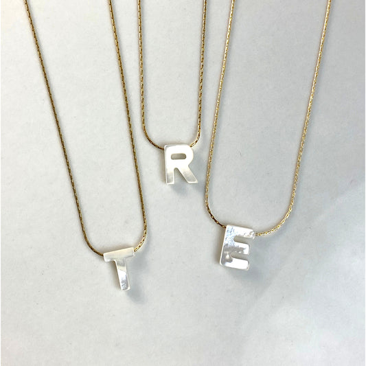 Mother of Pearl Initial Necklace