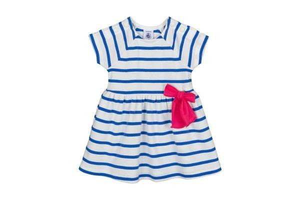 Petit Bateau Baby Girls' Short Sleeve Striped Dress with Bow (12m)