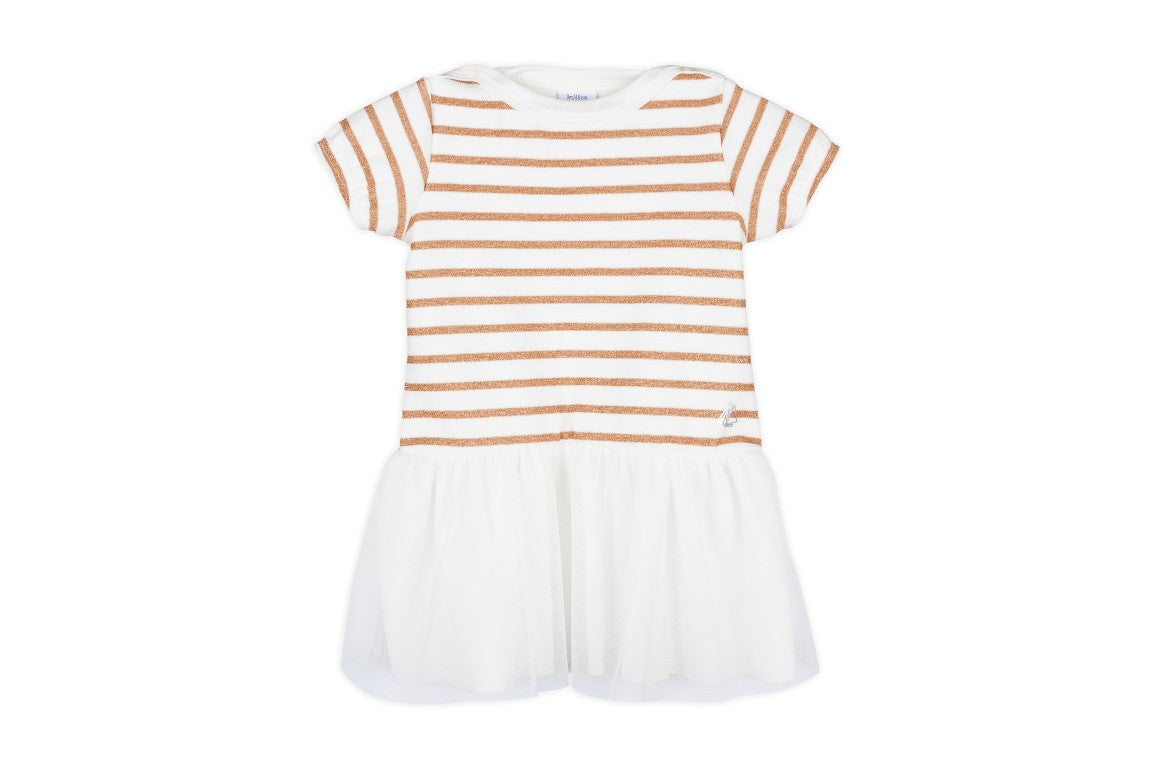 Petit Bateau Baby Girl SS Striped Top Dress with Tulle
