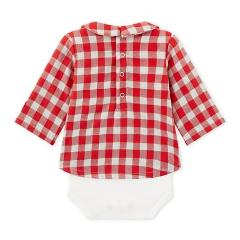 Petit Bateau Baby Checkered Shirt Bodysuit