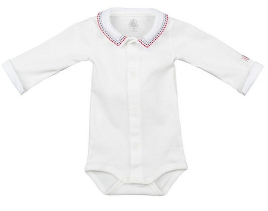 Petit Bateau Long Sleeve Bodysuit with Collar (3m)