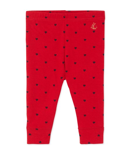 Petit Bateau Baby Girl Heart Print Leggings (6m red)