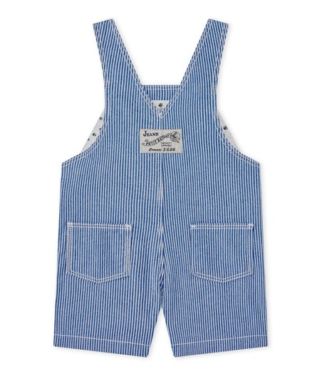 Petit Bateau Baby Boy Overall in Blue/White Stripes (Size 3m, 6m, 36m)