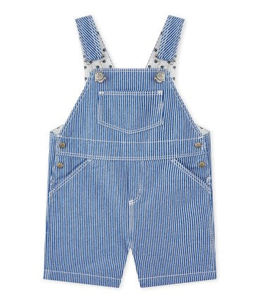 Petit Bateau Baby Boy Overall in Blue/White Stripes (Size 3m, 6m, 36m)