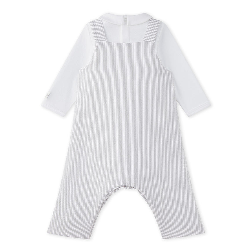 Petit Bateau Bodysuit & Striped Overall Set