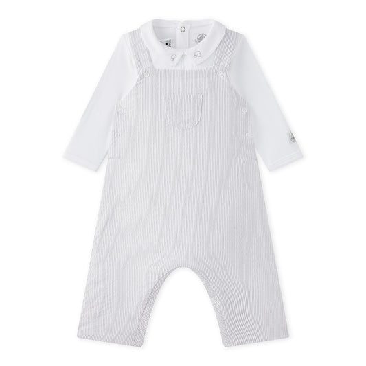Petit Bateau Bodysuit & Striped Overall Set