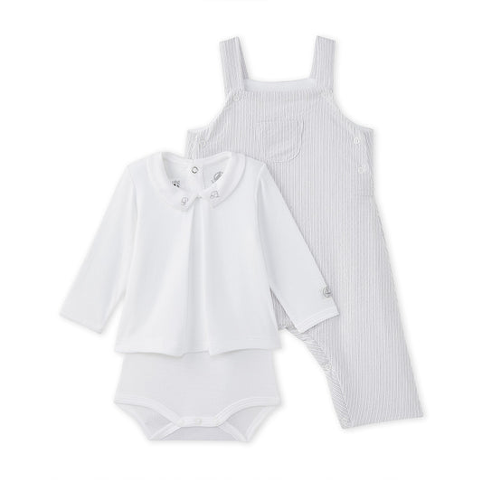 Petit Bateau Bodysuit & Striped Overall Set