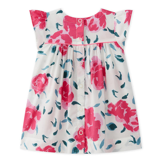 Petit Bateau Baby Girl Short Sleeve Floral Dress (3m, 6m, 18m)
