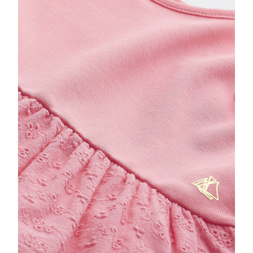 Petit Bateau Baby Girl Short Sleeve Eyelet Skirt Dress in Pink (12m, 18m)
