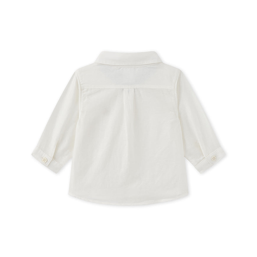 Petit Bateau Baby Boy Short Sleeve Linen Shirt (Size 3m, 6m)
