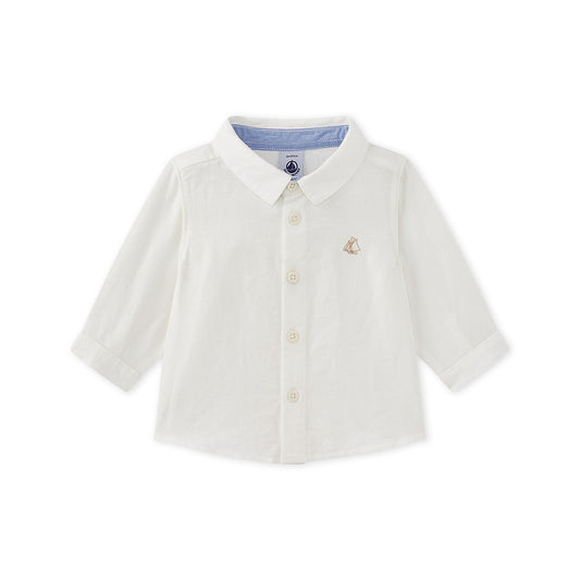 Petit Bateau Baby Boy Short Sleeve Linen Shirt (Size 3m, 6m)