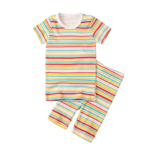 Organic Slim Pajama Shorts Set - Dachshund Stripe