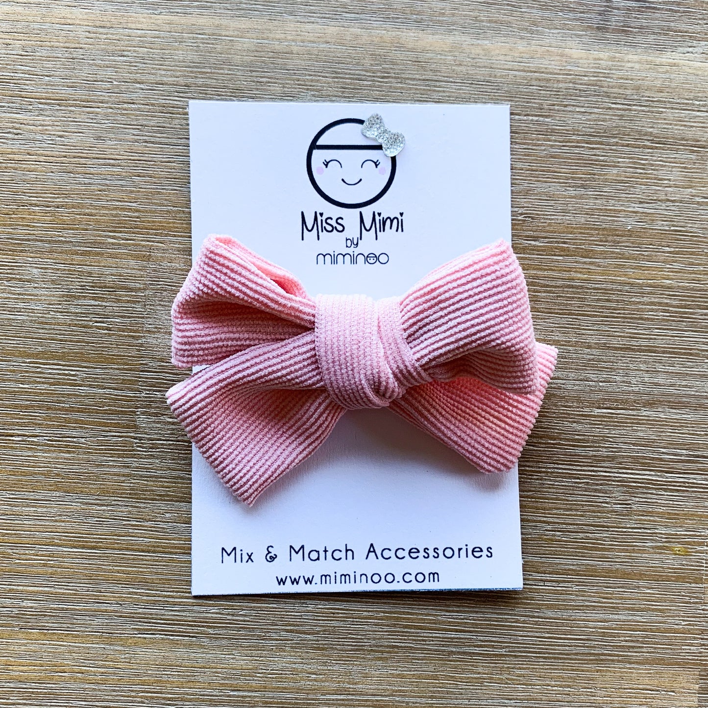 Baby Girl Pink Corduroy Hair Bow Headband and clip