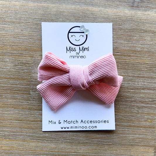 Baby Girl Pink Corduroy Hair Bow Headband and clip
