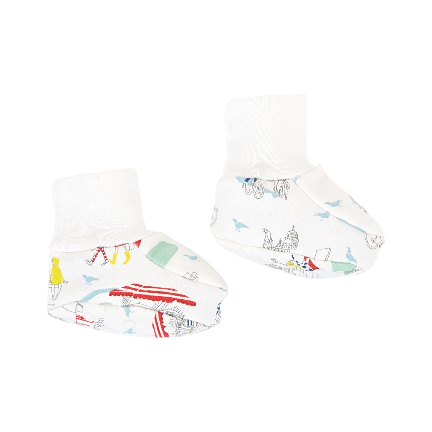 Petit Bateau Printed Long Sleeve Romper with Booties (Size 1m, 3m)