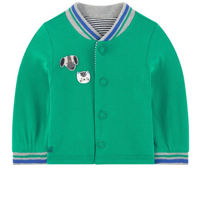 Catimini Baby Boy Green Striped Reversible Jacket (Size 6m, 9m, 12m)