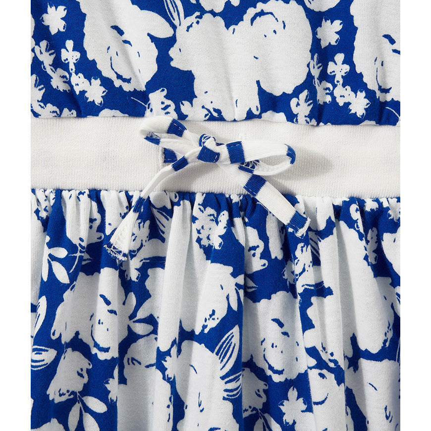 PETIT BATEAU GIRL SHORT SLEEVE FLORAL DROP WAIST DRESS