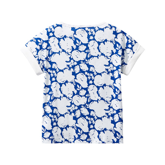 PETIT BATEAU GIRL SHORT SLEEVE FLORAL T-SHIRT (3Y, 4Y, 5Y, 6Y, 8Y)
